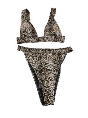South Beach Hi Cut Animal Print Bikini Size 8 Sexy Mob Wife Maximalist Resort